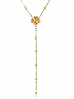 18K Gold Plated Clover Drop Y-Necklace